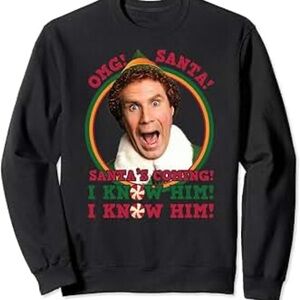 Elf Ugly Christmas Long Sleeve T-shirt Santa I know him graphic Size 2X